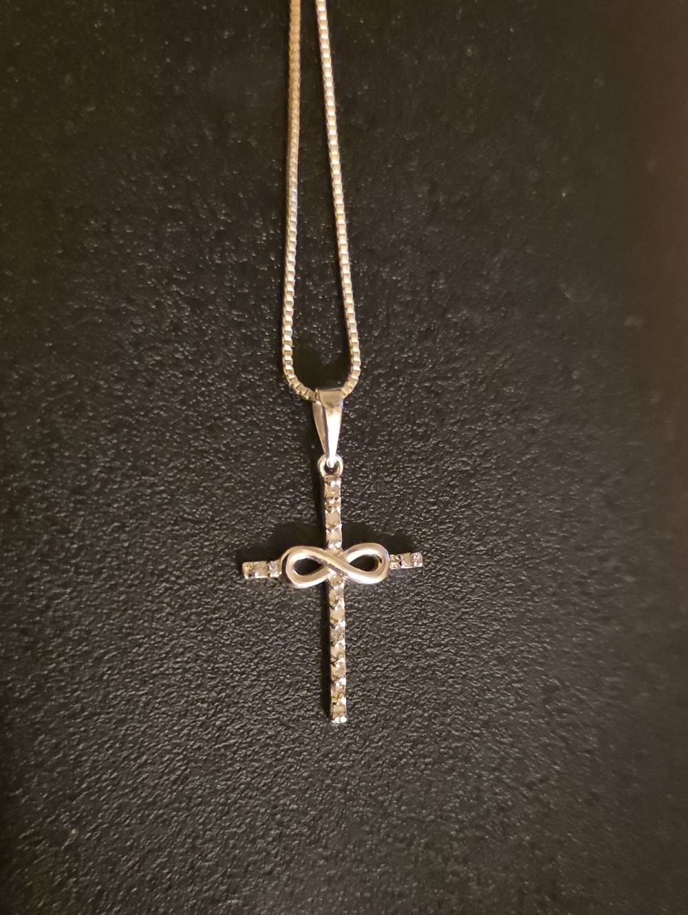 Genuine Diamond 925 Solid Sterling Infinity Cross Pendant And Chain! Jewelry